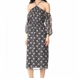 Club Monaco Tansa Dress in Deep Sapphire Blue Floral Metallic‎ Pattern Sz 2 thumbnail 2