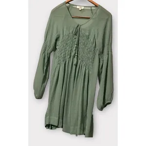 Umgee USA Baby Doll‎ Boho Peasant Dress Olive Women's Small thumbnail 4