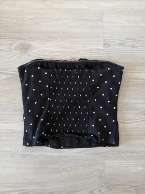Pretty Garbage Black Polka Dot Strapless Crop Top Size M thumbnail 3
