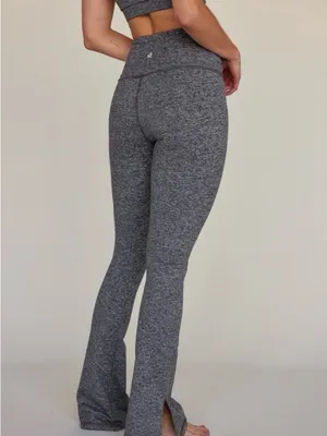 Strut This High-Rise ribbed Gray Flare Lounge Pants, size S Made in USA lounge thumbnail 2