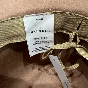 Halogen Wool Fedora Hat Tan Brown O/S Adjustable Animal Print Safari‎ thumbnail 4
