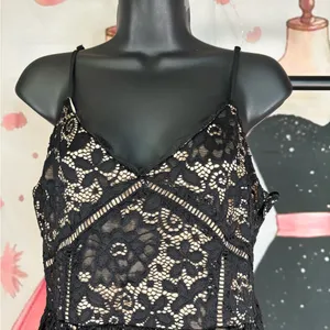 NSR Black Lace A-Line Midi Dress L thumbnail 4