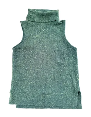 J.Crew Mercantile Sweater Women L Green Good Marled Wool Blend Turtleneck Vest thumbnail 1