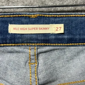 Levis Mile High Super Skinny Jeans 27 Medium Wash Distressed‎ Ripped Raw Hem thumbnail 9
