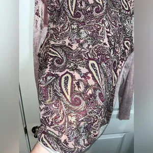 Buckle Gimmicks Collection Mauve Mesh Paisley CrissCross Long Sleeve Size Large thumbnail 7