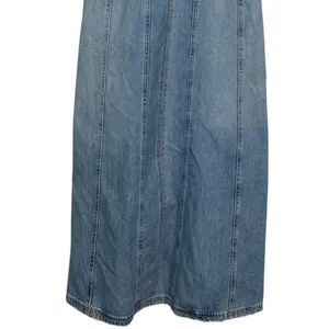 Zara Oversized Denim Seamed V Neck Sleeveless Midi Dress Side Zip Up S Blue Wash thumbnail 4