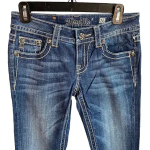 Miss Me Jeans Womens‎ Size 26 skinny cut Denim Embroidered Flower Pockets thumbnail 3