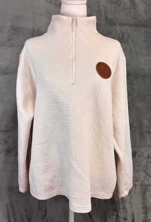 MV‎ Sport La Jolla Pullover Women XXL Cream Quilted Qtr Zip Golf Casual Coastal thumbnail 1
