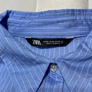 Zara Wrinkled Drawstring Waist Striped Shirt 4387/042/044 Blue White Size XL thumbnail 17