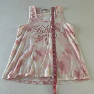 Lucky Brand Pink Tie Dye Tank Top Size Medium | Graphic Clover Logo | Soft Cotto thumbnail 5