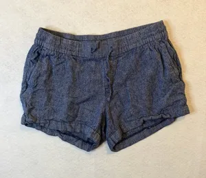 Old Navy Women's Blue Linen-Blend Elastic Waist Drawstring Shorts Size Medium thumbnail 1