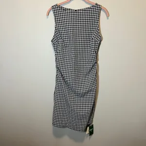 Halara Women's Black White Sleeveless Gingham Boat Neck Mini Dress Small NWT thumbnail 2