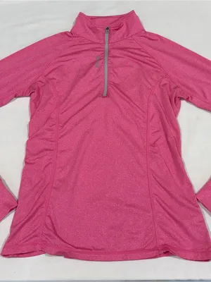 Reebok 1/4 Zip-Up Top Women’s Size Medium Pink Long Sleeve Compression Top thumbnail 1