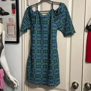 NWT Blissfully Brand Lipa Cold Shoulder Mini Dress Boho Resort‎ Summer Vacation thumbnail 4