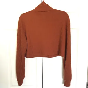 Rust Orange Ribbed Cropped Sweatshirt and Jogger Set Size M Size M thumbnail 10