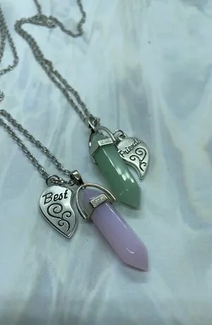 Silver Heart Best Friend Crystal Stone Necklaces thumbnail 10