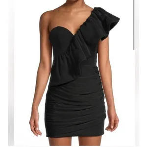 NWT Katie May Take Flight Ruffled One Shouldered Mini Dress Black size Small‎ thumbnail 12