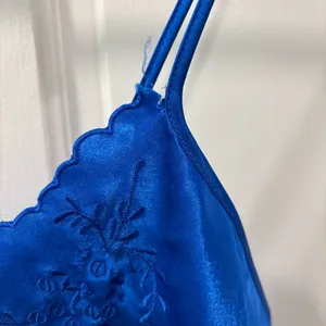 Vintage Victoria’s Secret Gold Label Satin Cropped Cami Size Medium Royal Blue thumbnail 2