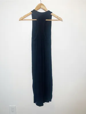 Abercrombie & Fitch Black Ribbed Sleeveless Maxi Dress with Double Slit thumbnail 7