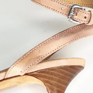 Coach Meg Leather with Snakeskin Tan Beige Leather Sandals Heels Shoes Women 9 thumbnail 14