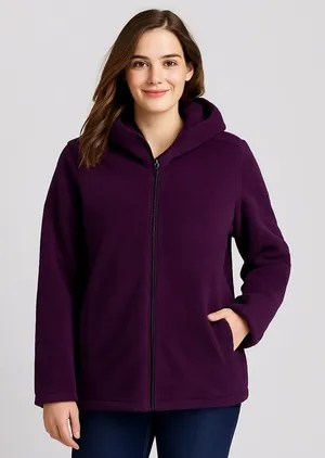 Boutique Fleece Winter Warm Hoodie Coat Jacket Purple Large thumbnail 1