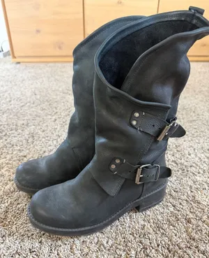 Coolway Black Mid-Calf Buckle Leather Boots thumbnail 1