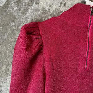 Alice + Olivia Issa Turtleneck Puff Sleeve‎ Dress Pink Glitter LG Wool Blend New thumbnail 6