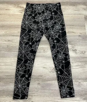 No Boundaries Black with White Spider & Web Print Soft Fleece Jr Size L (11-13) thumbnail 1