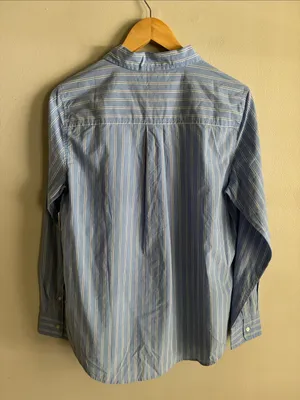 NWT Amazon Essentials Women’s M Blue White Striped 100% Cotton Button Down Shirt thumbnail 5