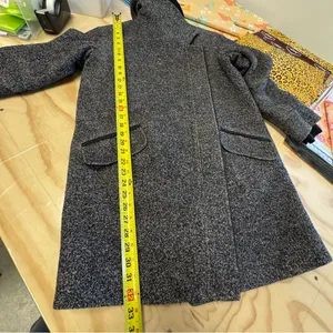 Vince Shawl Collar Asymmetrical Zip Wool Blend Lambskin‎ Trim Tweed Ines Coat XS thumbnail 14