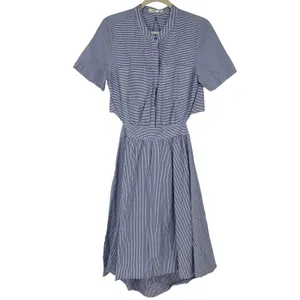 Avec‎ Les Filles Blue White Striped Cutout Back Midi Dress Size 6 Coastal thumbnail 3