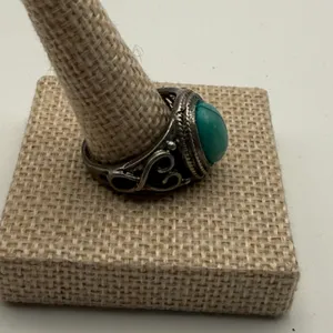 Turquoise Blue sz 9 Sterling Silver 925 Filigree Statement‎ Ring Boho thumbnail 5