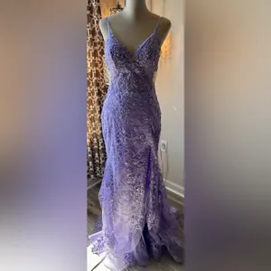 Sherri Hill‎ Lavender Sequin Beaded Mermaid Style Open Back Prom Corset Dress 14 thumbnail 14