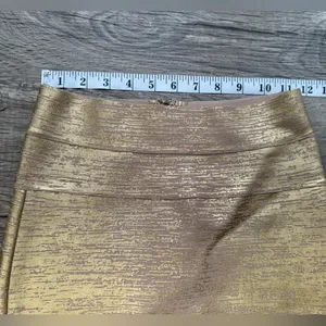 HERVE LEGER Champagne Gold Combo Bandage Fancy Mini Holiday Skirt small‎ thumbnail 6