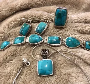 Barse Turquoise Sterling Silver Necklace Earrings Bracelet Ring Rope Accent Set thumbnail 1