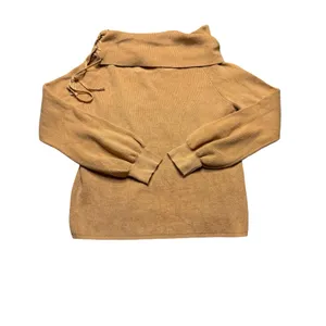 ✨🤠 UMGEE Off Shoulder Lace Up Western Boho Knit Sweater Tan Small 🤠✨‎ thumbnail 2