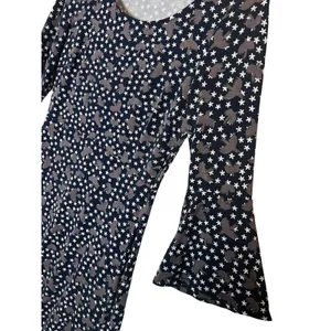 Boden Dress Womens Bird Star Print Flare Sleeve Stretch Knee Length Boho Size 4 thumbnail 7