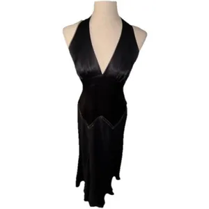 BCBG MaxAzria BCBG Paris Black Silk Halter Gown Sz 6 NWT Prom Wedding Gala Sexy thumbnail 2