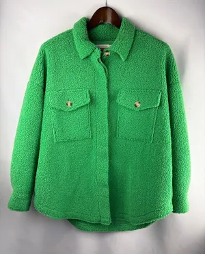 Women’s Good American Size 1/2 Bright Green Sherpa Jacket thumbnail 1