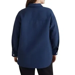 Madewell Super Oversized Shirt Jacket Passport Blue Shacket SZ L #2307 thumbnail 2