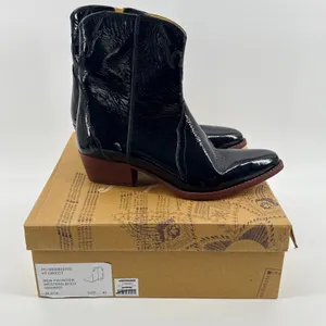 NEW IN‎ BOX Free People New Frontier Western Boot Black Patent Leather Size 40 thumbnail 3