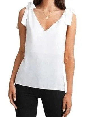 BELLE & BLOOM Feel For You White V-Neck Tie‎ Shoulder Sleeveless Top NWT $90 XS thumbnail 1