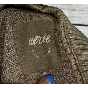 Aerie Down to Earth Oversized Quarter Zip Sweatshirt Olive Green Women’s Small thumbnail 5