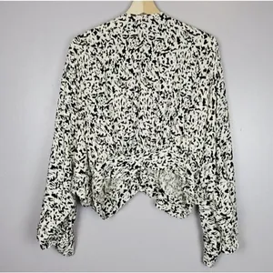 ZARA Wrap Balloon Sleeve Blouse Top XSMALL white black thumbnail 8