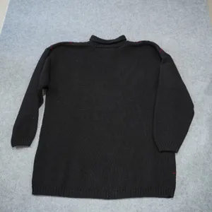 Boundary Waters Vintage Chunky Knit Floral Intarsia Mock Neck Sweater XL Black thumbnail 6