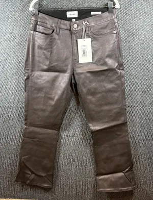 Frame Le Crop Mini Boot Jeans 32 Flare Metallic Coated Preppy Chic Mahogany‎ thumbnail 1