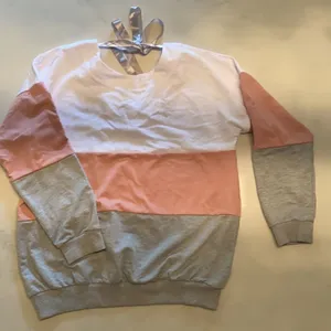 Women’s Long Sleeve Sweater M with Ribbon Tie Gray Size M thumbnail 5