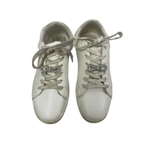 Aldo Women's White Leather Crystal Bow Lace Up Low Top Sneakers Shoes Size 8 thumbnail 2