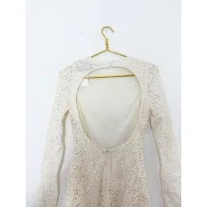 NWT Zara White Lace Long Sleeve Open Back Mini Dress Size Small Bridal Chic thumbnail 12