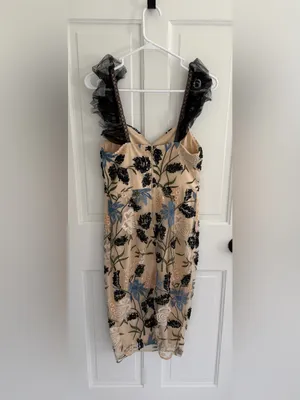 Lulus Show Stopper Cream Embroidered Sequin Bodycon Midi Dress‎ Medium thumbnail 5